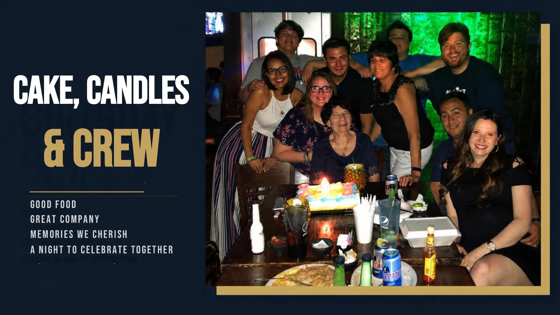 Cake, Candles & Crew